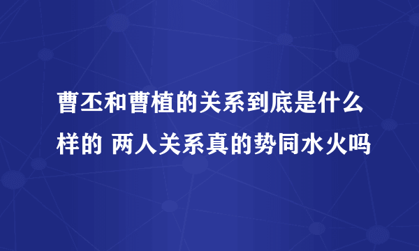 曹丕和曹植的关系到底是什么样的 两人关系真的势同水火吗