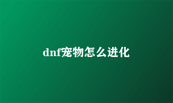 dnf宠物怎么进化