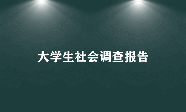 大学生社会调查报告