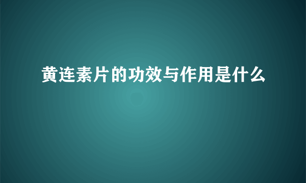 黄连素片的功效与作用是什么