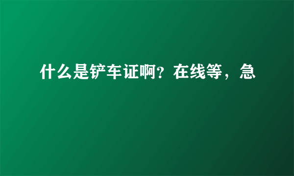 什么是铲车证啊？在线等，急