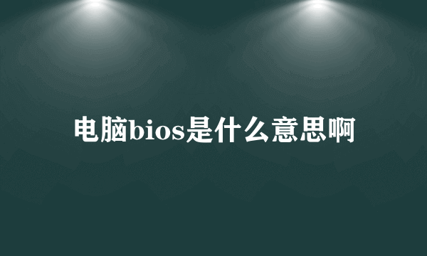 电脑bios是什么意思啊