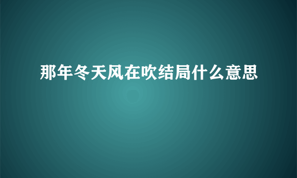 那年冬天风在吹结局什么意思