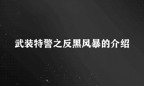 武装特警之反黑风暴的介绍