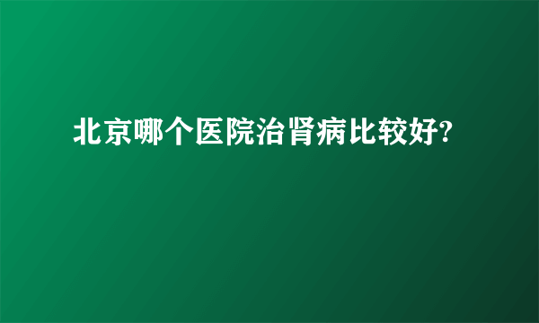 北京哪个医院治肾病比较好?