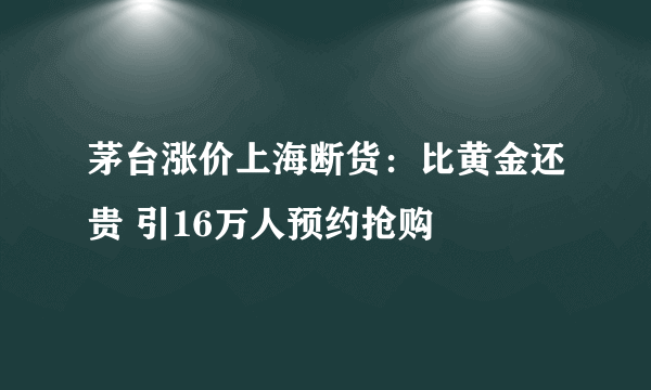 茅台涨价上海断货：比黄金还贵 引16万人预约抢购