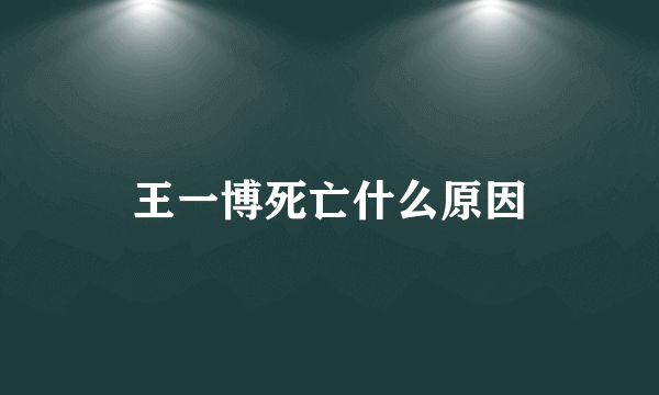 王一博死亡什么原因