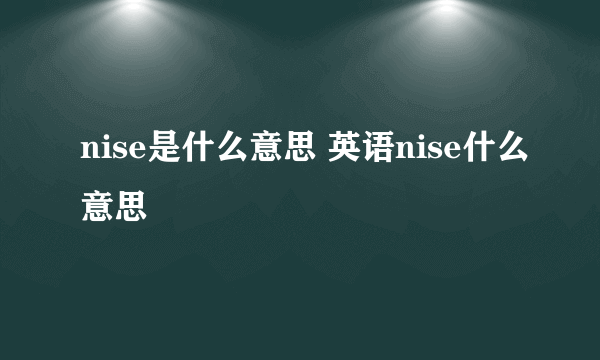 nise是什么意思 英语nise什么意思