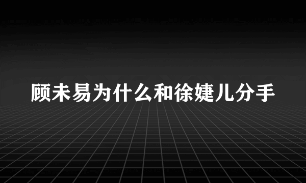 顾未易为什么和徐婕儿分手