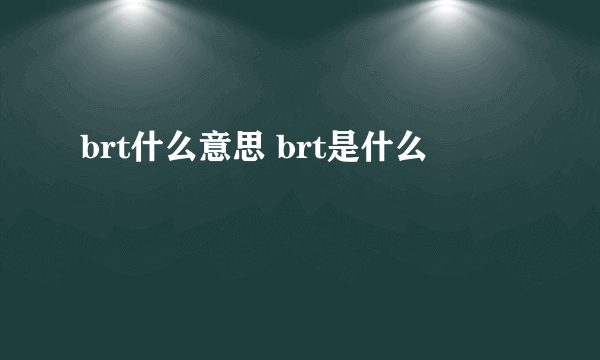 brt什么意思 brt是什么