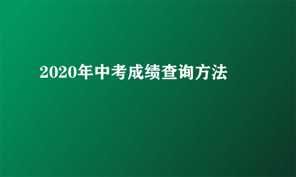 2020年中考成绩查询方法