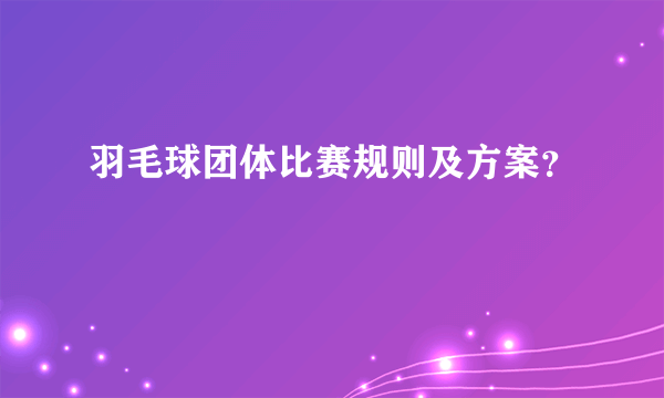 羽毛球团体比赛规则及方案？