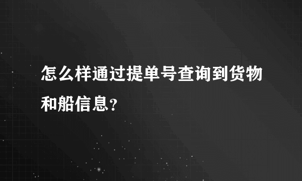 怎么样通过提单号查询到货物和船信息？