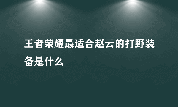 王者荣耀最适合赵云的打野装备是什么