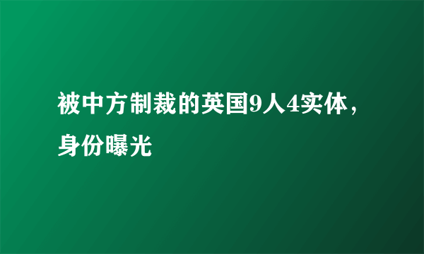 被中方制裁的英国9人4实体，身份曝光