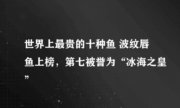 世界上最贵的十种鱼 波纹唇鱼上榜，第七被誉为“冰海之皇”