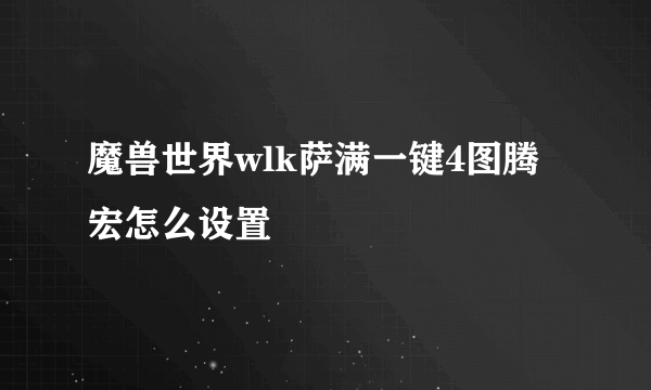 魔兽世界wlk萨满一键4图腾宏怎么设置