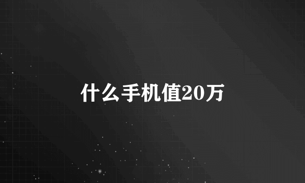 什么手机值20万