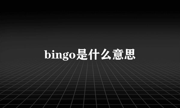 bingo是什么意思