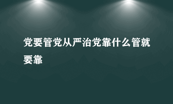 党要管党从严治党靠什么管就要靠