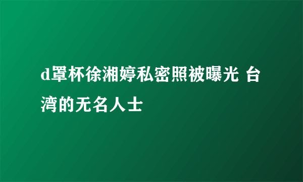 d罩杯徐湘婷私密照被曝光 台湾的无名人士