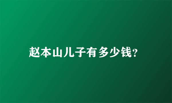 赵本山儿子有多少钱？