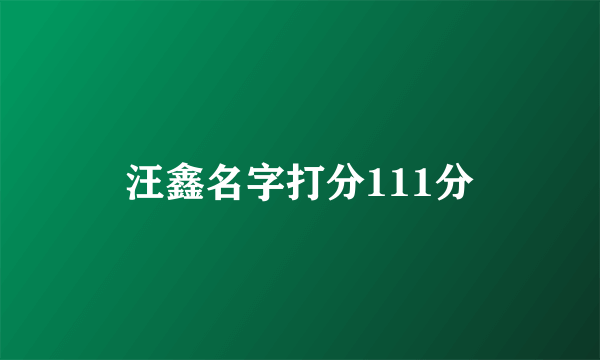 汪鑫名字打分111分