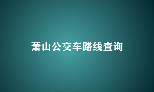 萧山公交车路线查询