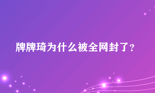 牌牌琦为什么被全网封了？