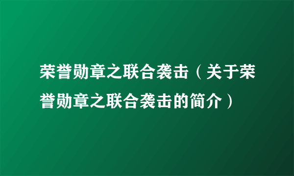 荣誉勋章之联合袭击（关于荣誉勋章之联合袭击的简介）