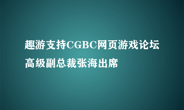 趣游支持CGBC网页游戏论坛 高级副总裁张海出席