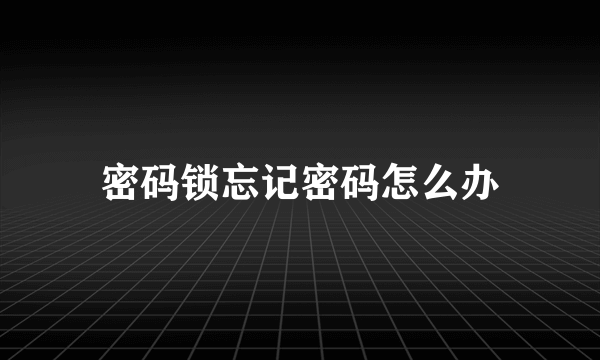 密码锁忘记密码怎么办