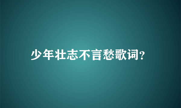 少年壮志不言愁歌词？