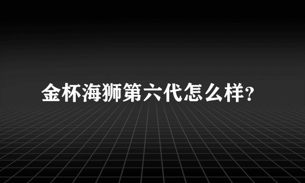 金杯海狮第六代怎么样？