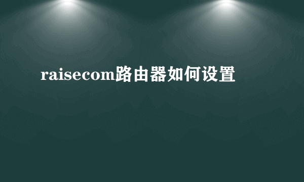 raisecom路由器如何设置