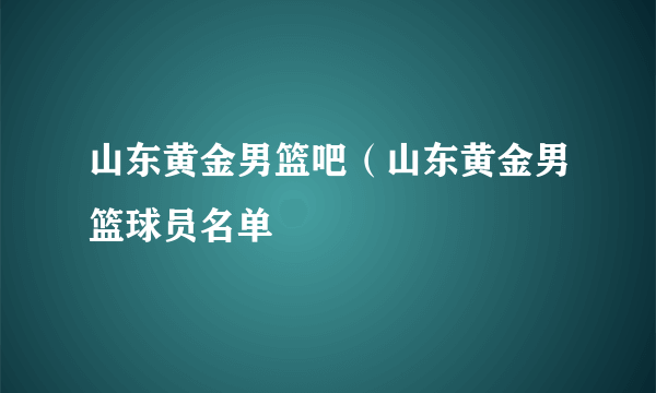 山东黄金男篮吧（山东黄金男篮球员名单