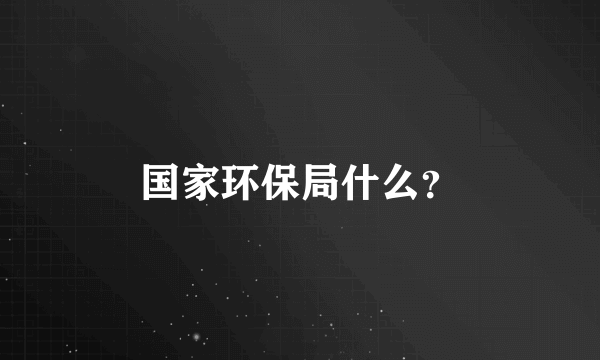 国家环保局什么？