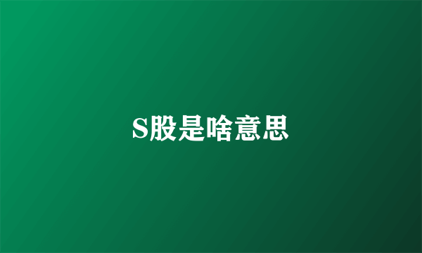 S股是啥意思