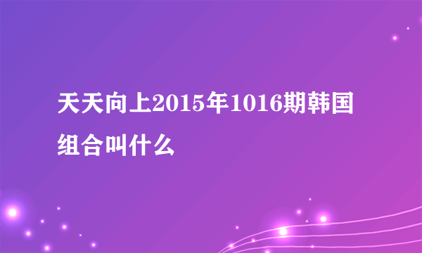 天天向上2015年1016期韩国组合叫什么