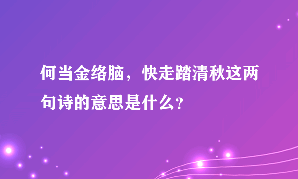 何当金络脑，快走踏清秋这两句诗的意思是什么？