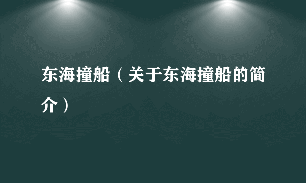 东海撞船（关于东海撞船的简介）