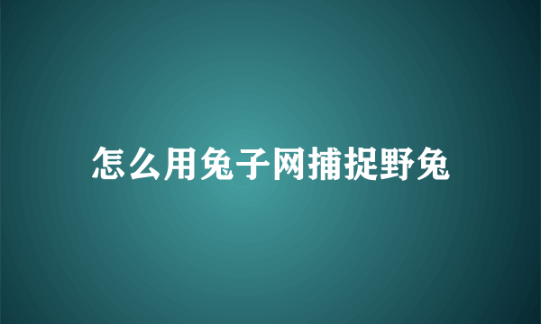 怎么用兔子网捕捉野兔