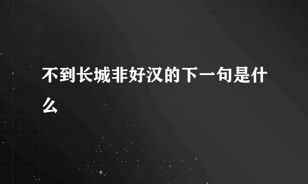 不到长城非好汉的下一句是什么