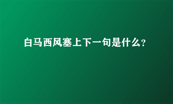 白马西风塞上下一句是什么？