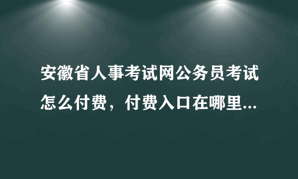 安徽省人事考试网公务员考试怎么付费，付费入口在哪里，我怎么看不到缴费的入口啊