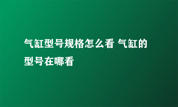 气缸型号规格怎么看 气缸的型号在哪看