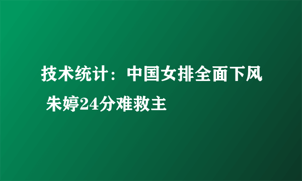 技术统计：中国女排全面下风 朱婷24分难救主