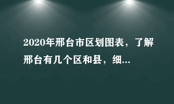 2020年邢台市区划图表，了解邢台有几个区和县，细分到街道