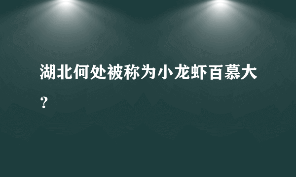 湖北何处被称为小龙虾百慕大？