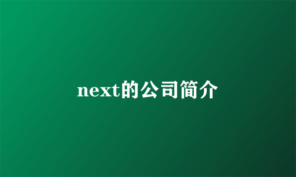 next的公司简介